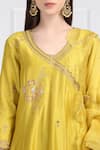 Label Earthen_Yellow Silk Chanderi Anarkali Set For Kids_at_Aza_Fashions