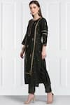 Label Earthen_Black Silk Chanderi Kurta Set For Kids_Online_at_Aza_Fashions