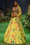 Buy_Mrunalini Rao_Yellow Raw Silk Printed Lehenga Set_at_Aza_Fashions