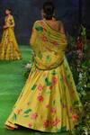 Shop_Mrunalini Rao_Yellow Raw Silk Printed Lehenga Set_at_Aza_Fashions