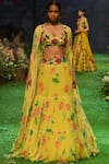 Mrunalini Rao_Yellow Raw Silk Printed Jacket Lehenga Set_Online_at_Aza_Fashions