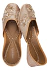 Buy_Coral Haze_Gold Embellishment Silk Juttis_at_Aza_Fashions