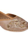 Coral Haze_Gold Embellishment Silk Juttis_at_Aza_Fashions