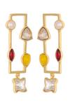 Confluence_Multi Color Swarovski Crystals Drop Earrings_Online_at_Aza_Fashions