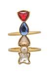 Shop Confluence Multi Color Swarovski Crystals Embellished Double Finger Ring at Aza Fashions Shop_Confluence_Multi Color Swarovski Crystals Embellished Double Finger Ring_at_Aza_Fashions