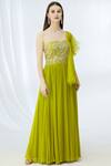 Buy_Chhavvi Aggarwal_Green Georgette Sweetheart Neck Embellished Anarkali_at_Aza_Fashions
