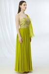 Chhavvi Aggarwal_Green Georgette Sweetheart Neck Embellished Anarkali_Online_at_Aza_Fashions