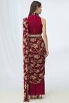 Shop_Chhavvi Aggarwal_Maroon Crepe High Printed Pre-draped Pant Saree_at_Aza_Fashions
