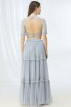 Shop_Chhavvi Aggarwal_Grey Organza, Georgette Round Tiered Lehenga Set_at_Aza_Fashions