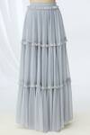 Shop_Chhavvi Aggarwal_Grey Organza, Georgette Round Tiered Lehenga Set_Online_at_Aza_Fashions