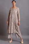 Buy_Shades of India_Grey Cotton Silk Embroidered Straight Kurta_at_Aza_Fashions