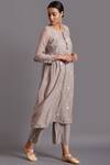 Shades of India_Grey Cotton Silk Embroidered Straight Kurta_Online_at_Aza_Fashions