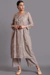 Buy_Shades of India_Grey Cotton Silk Embroidered Straight Kurta_Online_at_Aza_Fashions