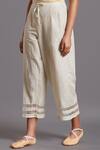 Shades Of India_White Silk Cotton Cropped Pants_Online_at_Aza_Fashions
