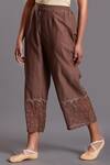 Buy_Shades Of India_Brown Silk Cotton Cropped Pants_Online_at_Aza_Fashions