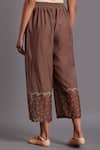Shop_Shades Of India_Brown Silk Cotton Cropped Pants_Online_at_Aza_Fashions
