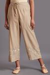 Shop_Shades Of India_Brown Silk Cotton Cropped Pants_at_Aza_Fashions