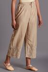 Shades Of India_Brown Silk Cotton Cropped Pants_Online_at_Aza_Fashions