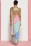 Shop_Papa Dont Preach_Multi Color Tulle, Crepe Stud Halter Neck Embellished Saree With Blouse_at_Aza_Fashions