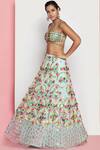 Papa Dont Preach_Green Tulle Sequin V Embellished Bridal Lehenga Set_Online_at_Aza_Fashions