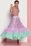 Papa Dont Preach_Purple Tulle Ruffle Skirt Set_Online_at_Aza_Fashions