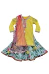 Buy_Fayon Kids_Yellow Cotton Silk Sharara Set _at_Aza_Fashions
