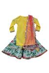 Shop_Fayon Kids_Yellow Cotton Silk Sharara Set _at_Aza_Fashions