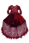 Buy_Fayon Kids_Maroon Velvet High Low Gown _at_Aza_Fashions