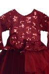 Fayon Kids_Maroon Velvet High Low Gown _Online_at_Aza_Fashions