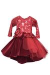 Buy_Fayon Kids_Maroon Sequins, Ribbons Embellished High Low Dress _at_Aza_Fashions
