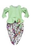 Buy_Fayon Kids_Green Chanderi Dhoti Pant Set _at_Aza_Fashions