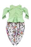 Shop_Fayon Kids_Green Chanderi Dhoti Pant Set _at_Aza_Fashions