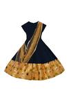 Shop_Fayon Kids_Blue Bubble Georgette Embellished Anarkali With Dupatta And Belt _at_Aza_Fashions