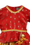 Fayon Kids_Red Chanderi, Velvet, Brocade Zari, Embroidery Embellished Dhoti Pant Set _Online_at_Aza_Fashions