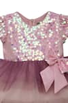 Fayon Kids_Pink Silk Sequins, Ribbons Embellished Flared Dress _Online_at_Aza_Fashions