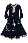 Buy_Fayon Kids_Blue Cotton, Crepe Embroidery, Tassels, Sequins Embellished Sharara Set _at_Aza_Fashions