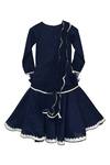 Shop_Fayon Kids_Blue Cotton, Crepe Embroidery, Tassels, Sequins Embellished Sharara Set _at_Aza_Fashions