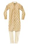 Buy_Fayon Kids_Beige Cotton Silk Kurta Set _at_Aza_Fashions