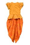 Shop_Fayon Kids_Orange Chanderi Dhoti Pant Set _at_Aza_Fashions