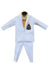 Buy_FAYON KIDS_White Suiting Cotton Blazer Set With Shirt  _at_Aza_Fashions