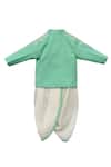 Shop Fayon Kids Green Cotton, Silk Embroidery Dhoti Pant Set at Aza Fashions Shop_Fayon Kids_Green Cotton, Silk Embroidery Dhoti Pant Set _at_Aza_Fashions