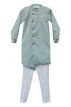 Buy_Fayon Kids_Green Cotton, Silk Kurta Set _at_Aza_Fashions