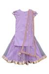 Shop_Fayon Kids_Purple , Satin, Net Embroidery, Sequins Silk Sharara Set_at_Aza_Fashions