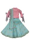 Shop_Fayon Kids_Blue Cotton Silk Lehenga Saree _at_Aza_Fashions