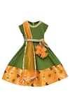 Buy_Fayon Kids_Green Bubble Georgette Embellished Anarkali With Dupatta And Belt _at_Aza_Fashions
