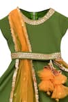 Fayon Kids_Green Bubble Georgette Embellished Anarkali With Dupatta And Belt _Online_at_Aza_Fashions