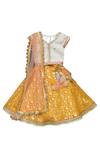 Buy_Fayon Kids_White Chanderi, Net Sequins, Embroidery, Tassels Lehenga Set _at_Aza_Fashions