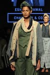 Buy_Chambray & Co._Green Denim Waistcoat Shawl Collar Embroidered Pant Set _Online_at_Aza_Fashions