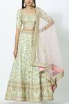 Samyukta Singhania_Green Raw Silk Embroidered Lehenga Set_Online_at_Aza_Fashions