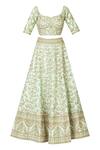 Buy_Samyukta Singhania_Green Raw Silk Embroidered Lehenga Set_Online_at_Aza_Fashions